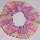 Pink Green Purple Yellow Plaid Fabric Hair Scrunchie Scrunchies by Sherry