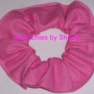 Tiny White Dots on Pink Polka Dots Dot Fabric Hair Scrunchie Ties Scrunchies by Sherry