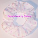 Light Pink Dots on White Polka Dots Dot Fabric Hair Scrunchie Ties Scrunchies by Sherry