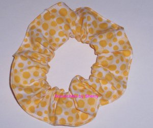 Yellow Dots on Blocks Polka  Dot Fabric Hair Scrunchie Ties Scrunchies by Sherry