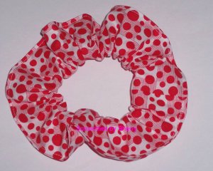Red Dots on Blocks Polka  Dot Fabric Hair Scrunchie Ties Scrunchies by Sherry