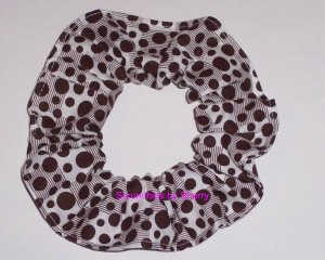 Brown Dots on Blocks Polka  Dot Fabric Hair Scrunchie Ties Scrunchies by Sherry