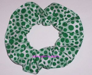 Green Dots on Blocks Polka  Dot Fabric Hair Scrunchie Ties Scrunchies by Sherry