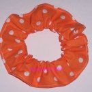 White on Bright Orange Polka Dots Dot Fabric Hair Scrunchie Ties Scrunchies by Sherry