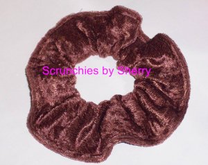 Light Brown Panne Velvet Fabric Hair Scrunchie Scrunchies by Sherry