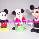 3 Walt Disney Vintage Mickey Mouse Santa Ceramic Figurine