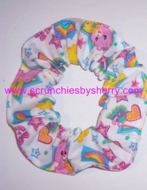 Care Bears White Fabric Hair Scrunchie Scrunchies by Sherry