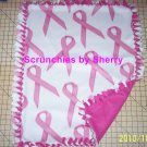 Breast Cancer Pink Ribbon Tied Fleece Blanket White Breast Cancer Pink Ribbon Tied Fleece Blanket White
