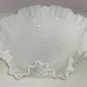 Fenton Serving Bowl Milk White Hobnail Vintage Marked Large Fruit Ruffled Edge