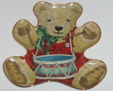 Little Drummer Bear Teddy Shape Collector Plate Franklin Mint Retired Great Gift