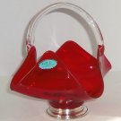Baldwin Sterling Crystal Ruby Red Basket Clear Handle Silver Base Rare Vintage