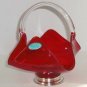 Baldwin Sterling Crystal Ruby Red Basket Clear Handle Silver Base Rare Vintage