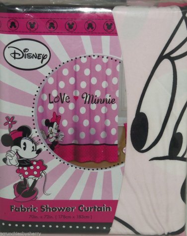 Disney Minnie Mouse Fabric Shower Curtain Bathroom Pink Love