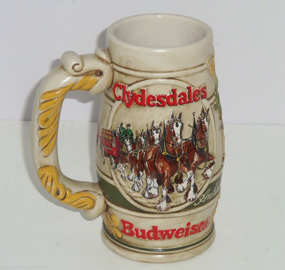 Budweiser Beer Stein 1983 Clydesdale Horses Promotional Vintage HTF Gift
