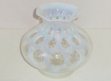 Coin Dot Ruffled Opalescent Light Blue Clear Vase Vintage Fenton?