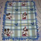 Disney Mickey & Minnie Mouse Blanket Hand Tied Blue Plaid Fleece Baby Pet Lap