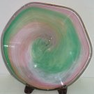Art Glass Glass Pink Green Orange Swirl Bowl Opalescent Italian Marano Style