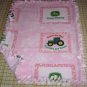 John Deere Pink Roses are Red Tractors Hand Tied Fleece Baby Pet Dog Blanket Lap