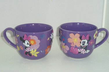 Disney Store Minnie Mouse Purple Floral Coffee Mug  Cup  Retired