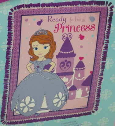 Disney Princess Sofia the First Fleece Throw Blanket Purple Pink Hand Tied