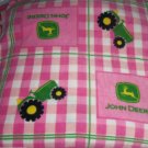 John Deere Pink Fleece Blanket Tractors Gingham Green Baby Pet Lap