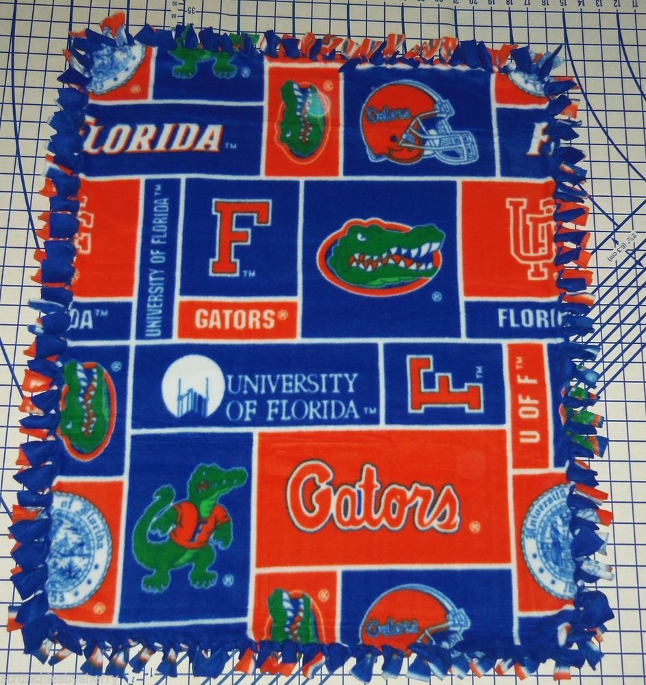 Florida Gators Orange Blue Patchwork Hand Tied Fleece Baby Pet Dog Lap