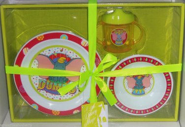 Disney Dumbo Plate Bowl Cup Gift Set Theme Park Elephant Child Baby Shower New