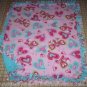Blanket Pink Aqua Butterfly Hearts Fleece Baby Pet Lap Baby Girl