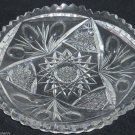 American Briliant Cut Glass Nappy Dish Candy Vintage ABP Star Leaves Libbey
