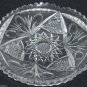American Briliant Cut Glass Nappy Dish Candy Vintage ABP Star Leaves Libbey