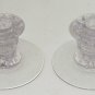 2 Fostoria American Candle Holder Stick Low Crystal Clear Glass  Vintage