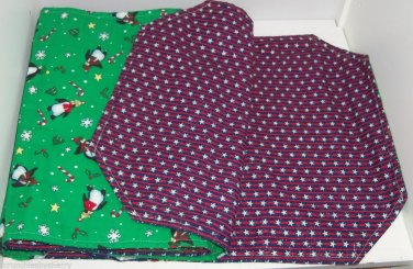 Table Runner Christmas Pengiuns Candy Cane Patriotic Stars Stripes  Reversible