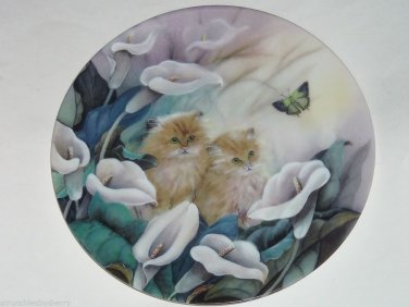 Petal Pals Collector Plate Cat Kitten Flower Bradford Exchange Alluring Lillies