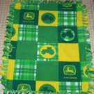 John Deere Tractors Green Yellow Patch Hand Tied Fleece Baby Pet Lap Blanket