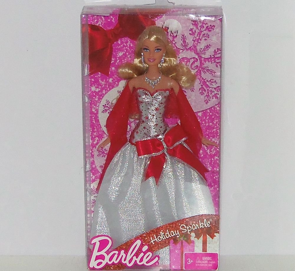 Barbie Doll Sparkle Holiday 2010 Mib Red Silver Dress