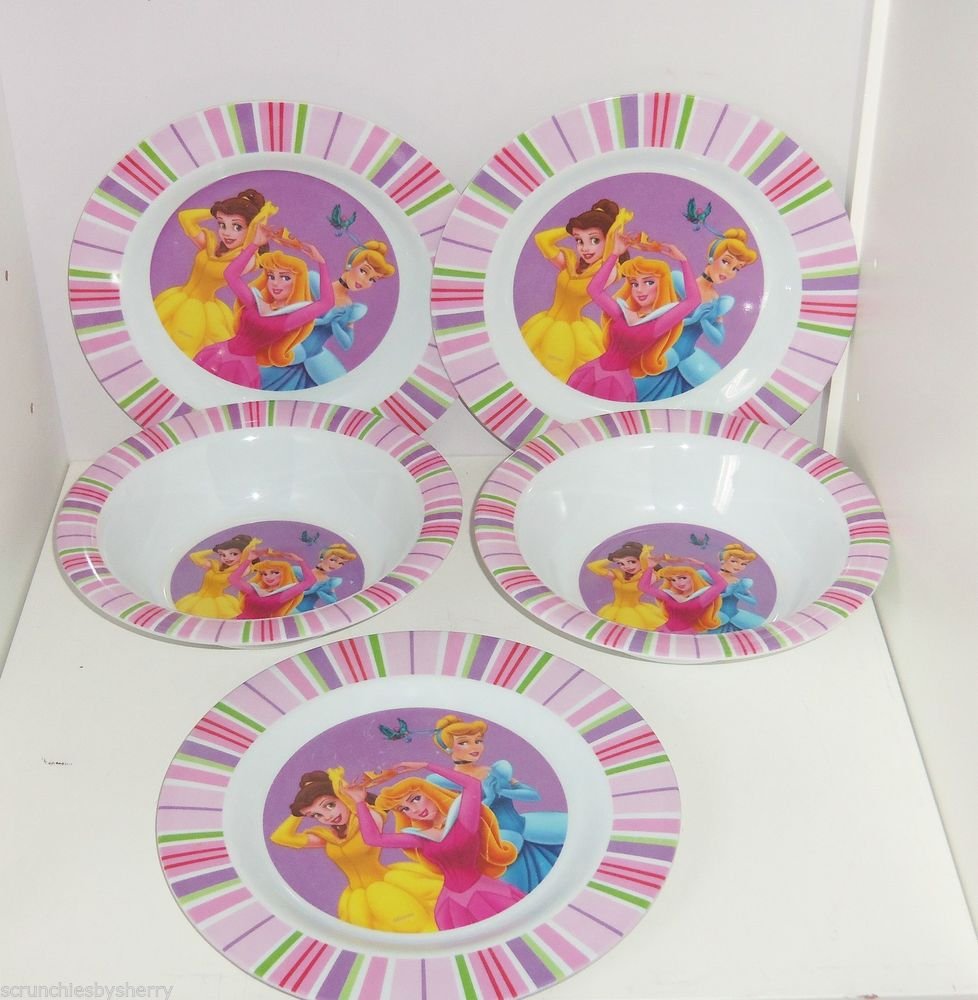 Disney Princess Belle Cinderella Aurora Kids 3 Dinner Plates 2 Bowls sold ebay 9/18/2020