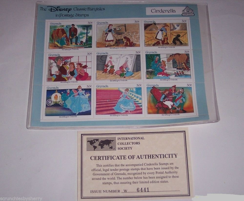 Disney Cinderella Postage Stamps Classic Fariytales Grenada Vintage Retired