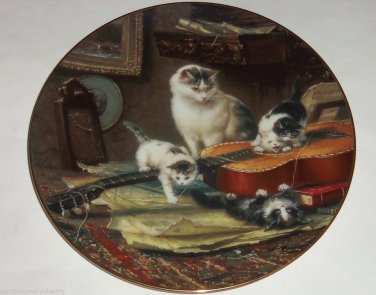 Victorian Cat Collector Plate String Quartet Guitar Kittens George Renner Vintage