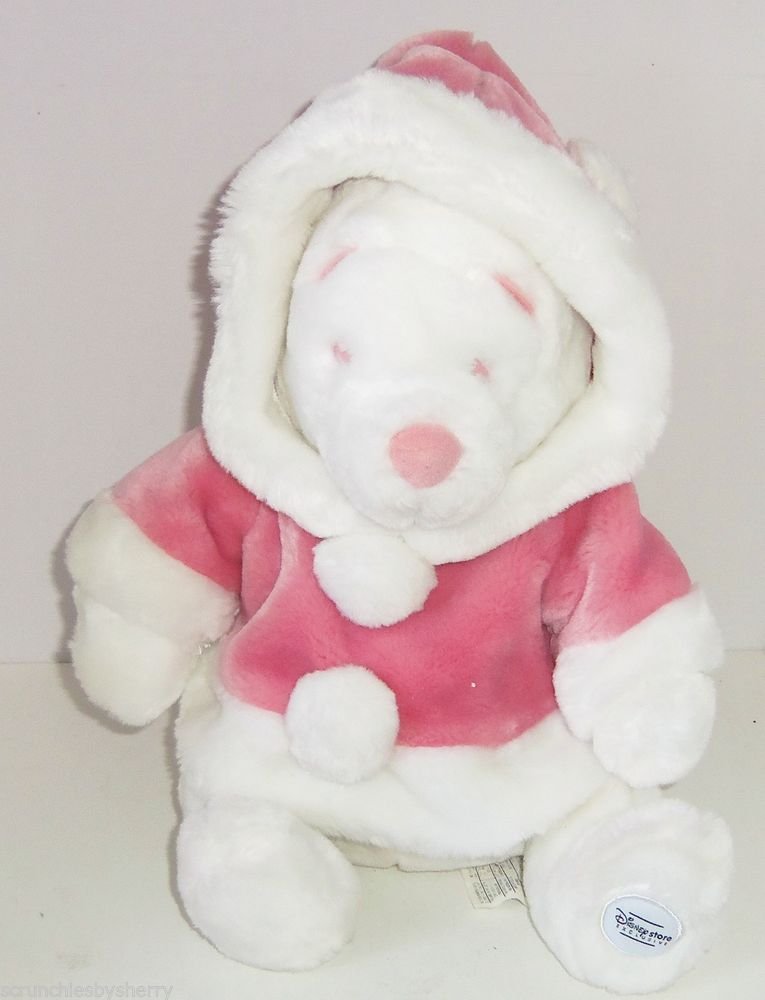 Disney Store Winnie Pooh Plush Snowball Toy Winter Holiday Bear Pink Coat