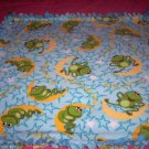 Frog Moon Stars Fleece Blanket Baby Pet Lap Hand Tied Green Blue