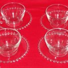 4 Imperial Candlewick Pattern Coffee Cup Saucer Clear Glass 8 Pieces Vintage