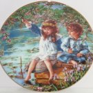 Patience Fishing Boy Girl Collector Plate Reco International Vintage 1991