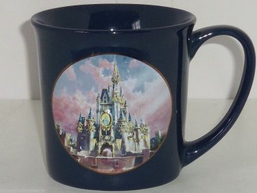 Walt Disney World Cinderella Castle Coffee Mug Happiest Celebration Navy Blue