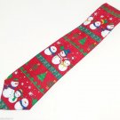 Snowman Dancing Christmas Mens Neck Tie Necktie Red Trees Candy Canes