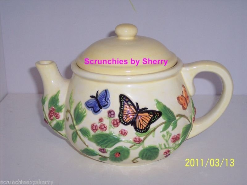 Teapot Harry David Butterflies & Flowers Ceramic Collectors Limited Edition