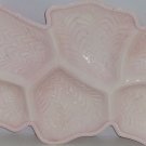 Pink Milk Glass Tray Jeanette Shell Relish Candy Nut Tray Platter Vintage 1950s