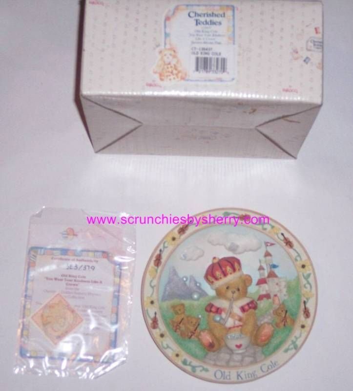 Old King Cole Cherished Teddies Collector Plate Enesco Vintage