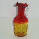 Amberina Crackle Blown Glass Pitcher Applied Handle Red Gold Vintage Collectible Amberina Crackle Blown Glass Pitcher Applied Handle Red Gold Vintage Collectible
