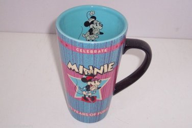 Disney Minnie Mouse Coffee Mug 75 Years Fun Tall Cup Blue Pink Retired