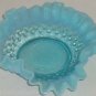 Fenton Blue Ruffled Dish Opalescent Hobnail Candy Bon Bon  6 1/2" Vintage